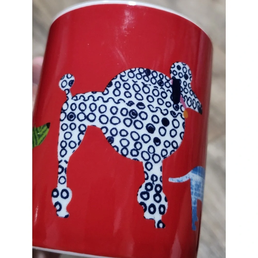 Vintage West Elm Dog Cat Lover Rescue Mug ASPCA Coffee Cup Art Poodle Lab 12 oz